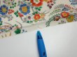 Photo6: 1W02z60  Japanese Kimono Silk  FABRIC Flowers Off-white 44.1x14.4 (6)