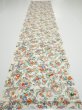 Photo5: 1W04z90  Japanese Kimono Silk  FABRIC Flowers Off-white 65.4x14.4 (5)