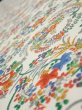 Photo2: 1W05z90  Japanese Kimono Silk  FABRIC Flowers Off-white 65.0x14.4 (2)