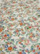 Photo1: 1W06z90  Japanese Kimono Silk  FABRIC Flowers Off-white 65.4x14.6 (1)