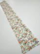 Photo5: 1W07z40  Japanese Kimono Silk  FABRIC Flowers Off-white 58.3x7.7 (5)