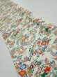 Photo1: 1W08z40  Japanese Kimono Silk  FABRIC Flowers Off-white 58.3x7.7 (1)