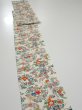 Photo3: 1W09z50  Japanese Kimono Silk  FABRIC Flowers Off-white 83.1x6.7 (3)