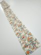Photo5: 1W09z50  Japanese Kimono Silk  FABRIC Flowers Off-white 83.1x6.7 (5)