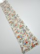 Photo1: 1W10z30  Japanese Kimono Silk  FABRIC Flowers Off-white 36.6x6.7 (1)