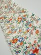 Photo2: 1W10z30  Japanese Kimono Silk  FABRIC Flowers Off-white 36.6x6.7 (2)