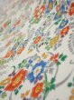 Photo4: 1W10z30  Japanese Kimono Silk  FABRIC Flowers Off-white 36.6x6.7 (4)