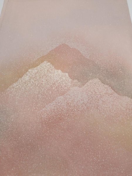 Photo1: 2C01z60  Japanese Kimono Silk  FABRIC Mountain Ash pink 46.5x14.4 (1)