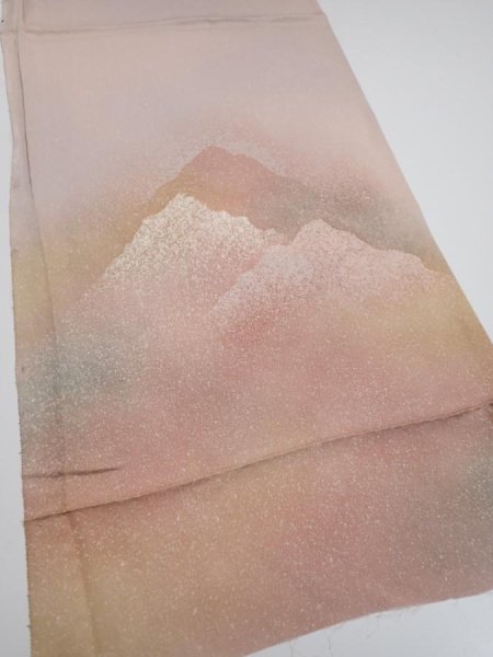 Photo2: 2C02z60  Japanese Kimono Silk  FABRIC Mountain Ash pink 46.5x14.4 (2)