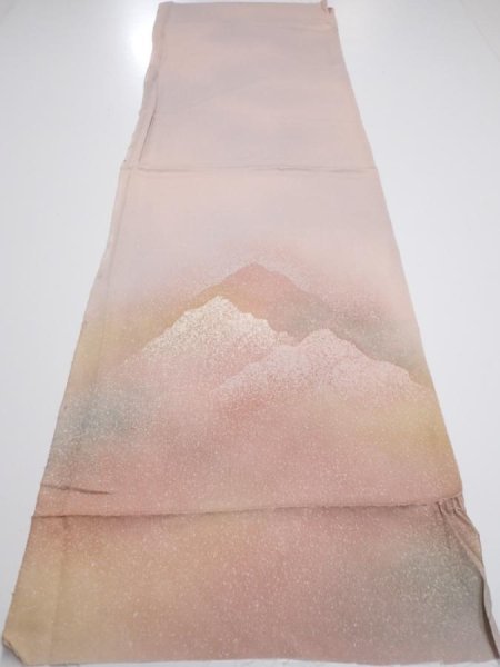 Photo4: 2C02z60  Japanese Kimono Silk  FABRIC Mountain Ash pink 46.5x14.4 (4)