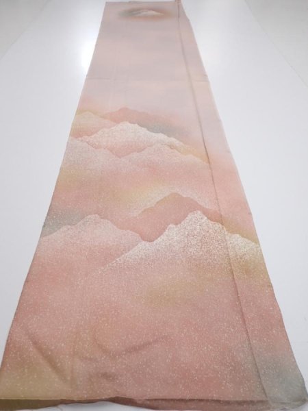 Photo5: 2C03z80  Japanese Kimono Silk  FABRIC Mountain Ash pink 67.3x14.4 (5)