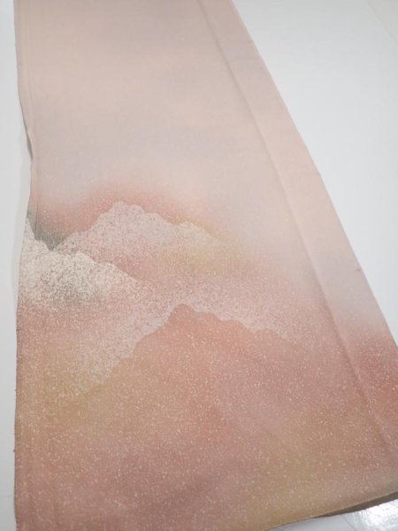 Photo2: 2C05z90  Japanese Kimono Silk  FABRIC Mountain Ash pink 66.9x14.4 (2)