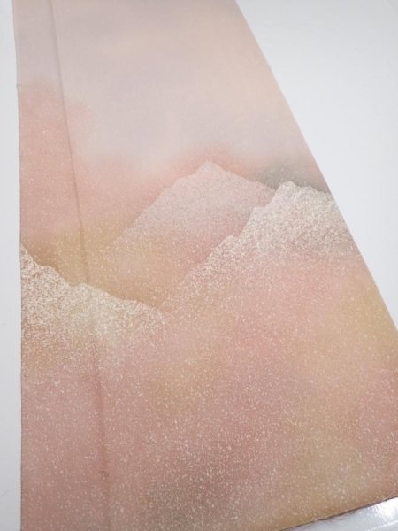 Photo2: 2C06z80  Japanese Kimono Silk  FABRIC Mountain Ash pink 67.3x14.4 (2)