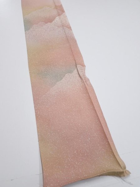 Photo2: 2C07z40  Japanese Kimono Silk  FABRIC Mountain Ash pink 61.4x7.1 (2)