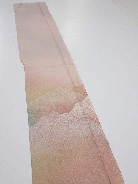 Photo3: 2C07z40  Japanese Kimono Silk  FABRIC Mountain Ash pink 61.4x7.1 (3)