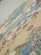 Photo4: 2C03z90  Japanese Kimono Silk  FABRIC Scenery Sage green 70.1x14.8 (4)