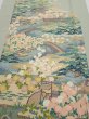 Photo1: 2C04z90  Japanese Kimono Silk  FABRIC Scenery Sage green 70.1x14.8 (1)