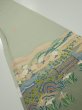 Photo1: 2C07z40  Japanese Kimono Silk  FABRIC Scenery Sage green 63.0x7.3 (1)
