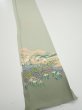 Photo2: 2C07z40  Japanese Kimono Silk  FABRIC Scenery Sage green 63.0x7.3 (2)