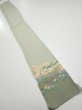 Photo5: 2C07z40  Japanese Kimono Silk  FABRIC Scenery Sage green 63.0x7.3 (5)