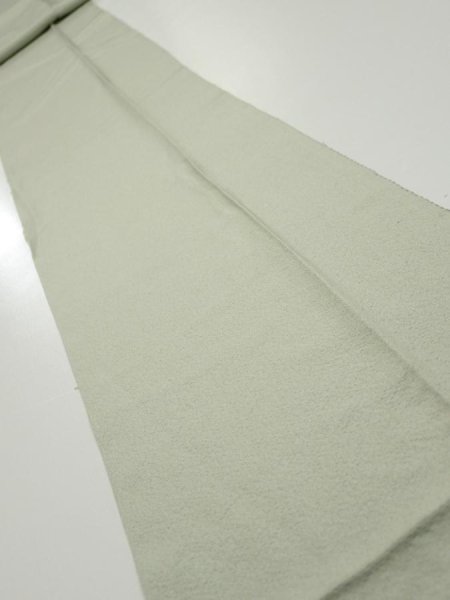 Photo1: 2C09z50  Japanese Kimono Silk  FABRIC  Sage green 89.0x7.1 (1)