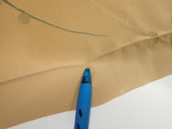 Photo7: 2C02z50  Japanese Kimono Silk  FABRIC Plum branch Light brown 40.2x14.8 (7)