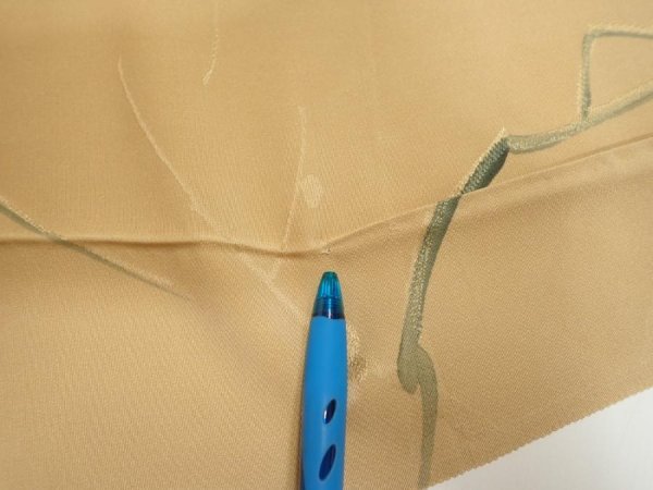 Photo7: 2C04z60  Japanese Kimono Silk  FABRIC Plum branch Light brown 46.5x14.8 (7)