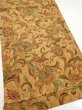 Photo2: 2C01z60  Japanese Kimono Silk  FABRIC Flowers Brown 40.2x14.2 (2)