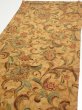 Photo3: 2C02z60  Japanese Kimono Silk  FABRIC Flowers Brown 40.2x14.4 (3)