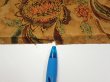 Photo6: 2C02z60  Japanese Kimono Silk  FABRIC Flowers Brown 40.2x14.4 (6)