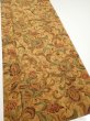 Photo2: 2C03z70  Japanese Kimono Silk  FABRIC Flowers Brown 50.0x14.2 (2)