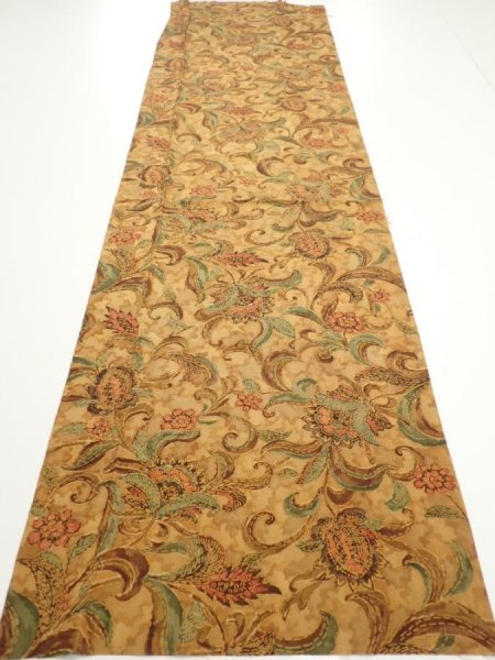 Photo5: 2C04z70  Japanese Kimono Silk  FABRIC Flowers Brown 50.0x14.4 (5)