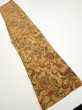 Photo5: 2C05z60  Japanese Kimono Silk  FABRIC Flowers Brown 54.3x10.2 (5)