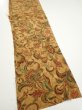 Photo2: 2C06z60  Japanese Kimono Silk  FABRIC Flowers Brown 53.5x10.2 (2)