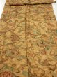 Photo2: 2C07z110  Japanese Kimono Silk  FABRIC Flowers Brown 83.5x14.4 (2)