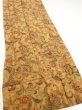 Photo5: 2C07z110  Japanese Kimono Silk  FABRIC Flowers Brown 83.5x14.4 (5)