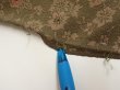 Photo6: 2C02z60  Japanese Kimono Silk  FABRIC Flowers Dark olive 38.6x14.4 (6)
