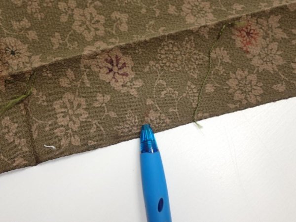 Photo6: 2C04z70  Japanese Kimono Silk  FABRIC Flowers Dark olive 46.5x14.4 (6)