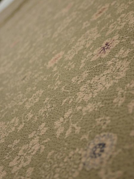 Photo4: 2C06z50  Japanese Kimono Silk  FABRIC Flowers Dark olive 52.0x10.4 (4)