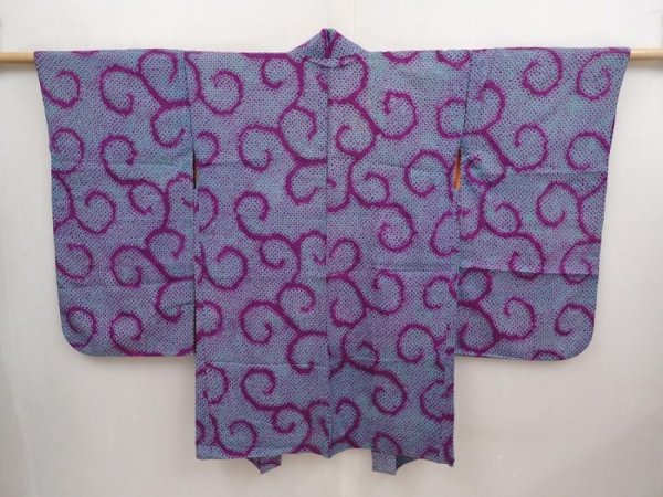 Photo1: 6721T04z360 Antique Japanese Kimono Silk HAORI Karakusa Purple (1)