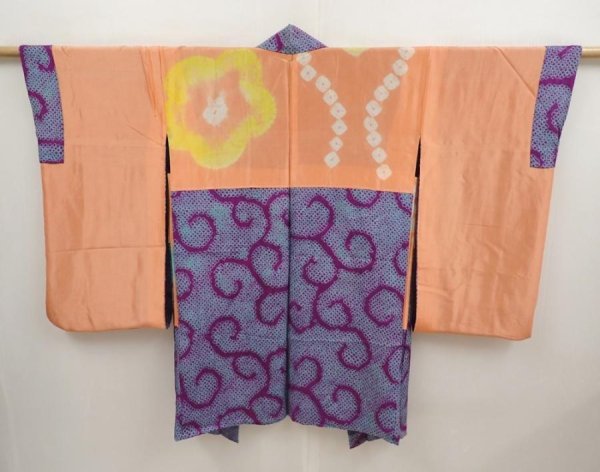 Photo7: 6721T04z360 Antique Japanese Kimono Silk HAORI Karakusa Purple (7)