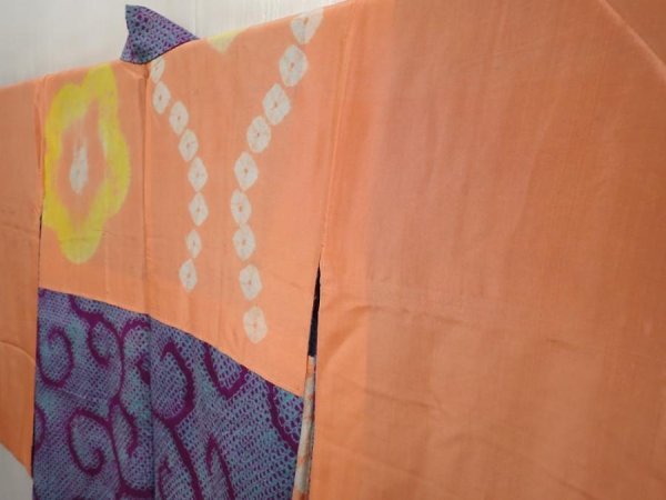 Photo8: 6721T04z360 Antique Japanese Kimono Silk HAORI Karakusa Purple (8)