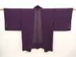 Photo1: 6721T06z340 Vintage Japanese Kimono Silk See through HAORI Hemp Dark purple (1)