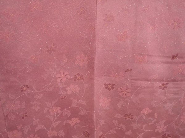 Photo3: 6721T01z530 Vintage Japanese Kimono Silk HAORI Flower Dark pink (3)