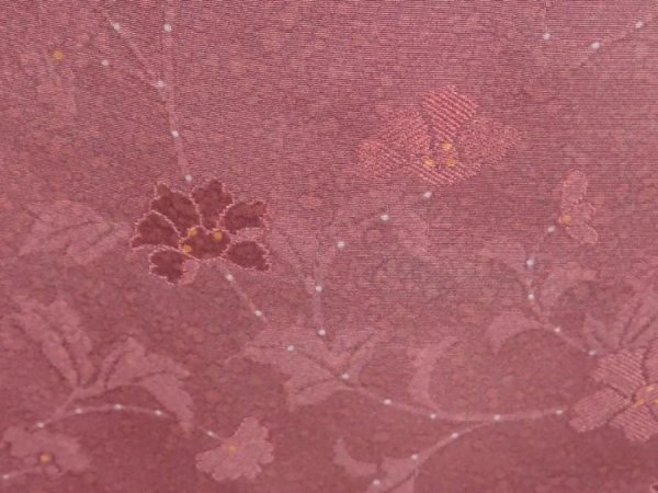 Photo4: 6721T01z530 Vintage Japanese Kimono Silk HAORI Flower Dark pink (4)