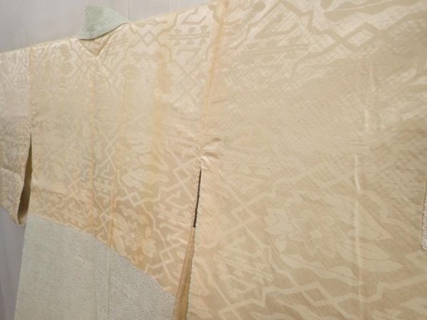 Photo7: 6721T02z520 Vintage Japanese Kimono Silk SHIBORI HAORI Ivy Off-white (7)