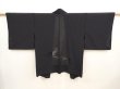 Photo1: 6721T08z250 Vintage Japanese Kimono Silk See through HAORI  Black (1)