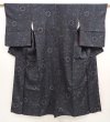 Photo1: 6721T11z680 Vintage Japanese Kimono Silk TSUMUGI Flower Gray (1)
