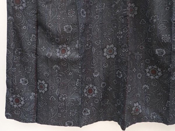 Photo4: 6721T11z680 Vintage Japanese Kimono Silk TSUMUGI Flower Gray (4)