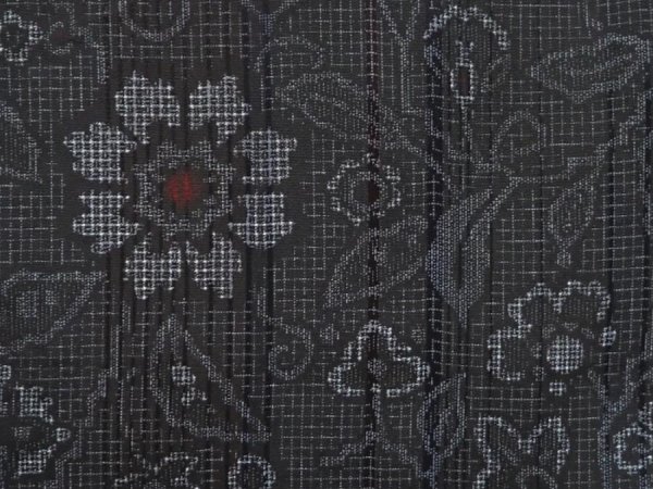 Photo6: 6721T11z680 Vintage Japanese Kimono Silk TSUMUGI Flower Gray (6)